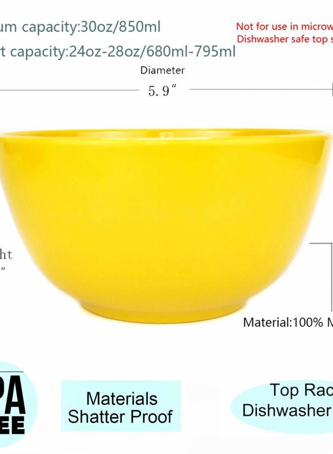 KX-WARE Melamine Bowls set - 28oz 6inch 100% Melamine Cereal/Soup/Salad Bowls, Set of 6 in 6 Assorted Colors | Shatter-Proof and Chip-Resistant Dishwasher Safe, BPA Free - Image 2