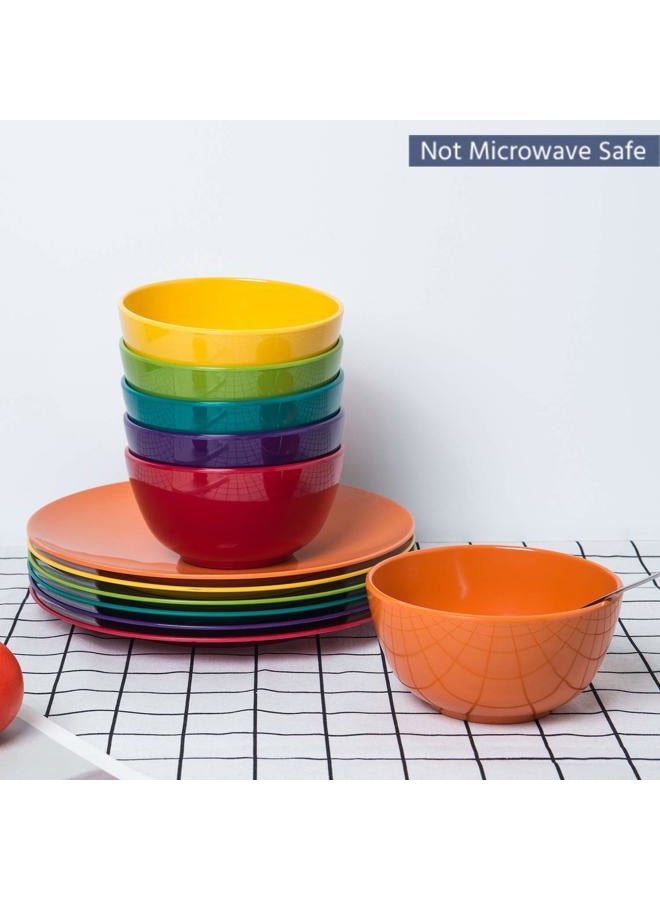 KX-WARE Melamine Bowls set - 28oz 6inch 100% Melamine Cereal/Soup/Salad Bowls, Set of 6 in 6 Assorted Colors | Shatter-Proof and Chip-Resistant Dishwasher Safe, BPA Free - Image 5