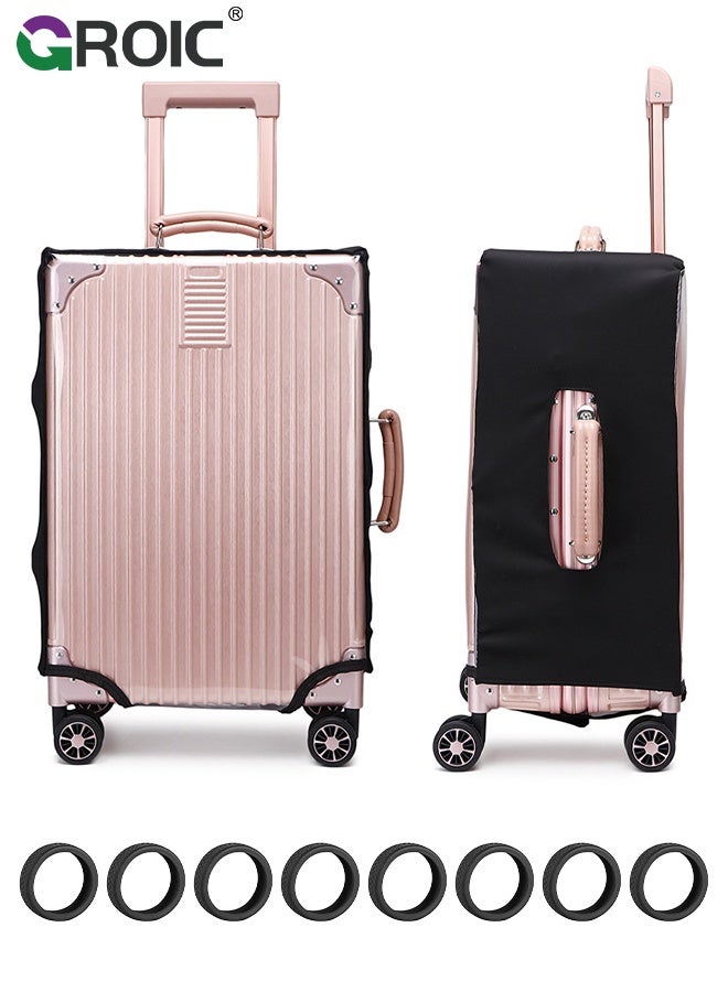 GROIC Luggage Cover, Tersely Clear PVC Suitcase Cover Protectors with Wheel Cover, 24 Inch Suitcase Covers for Luggage, Thick Transparent Waterproof Suitcase Sleeve for Wheeled Suitcases - Image 1