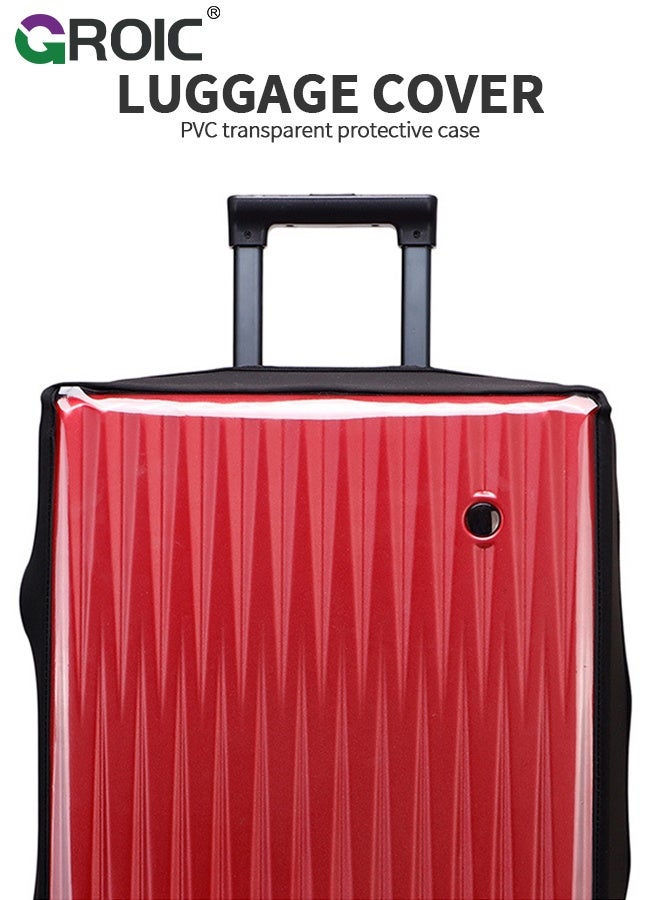 GROIC Luggage Cover, Tersely Clear PVC Suitcase Cover Protectors with Wheel Cover, 24 Inch Suitcase Covers for Luggage, Thick Transparent Waterproof Suitcase Sleeve for Wheeled Suitcases - Image 2
