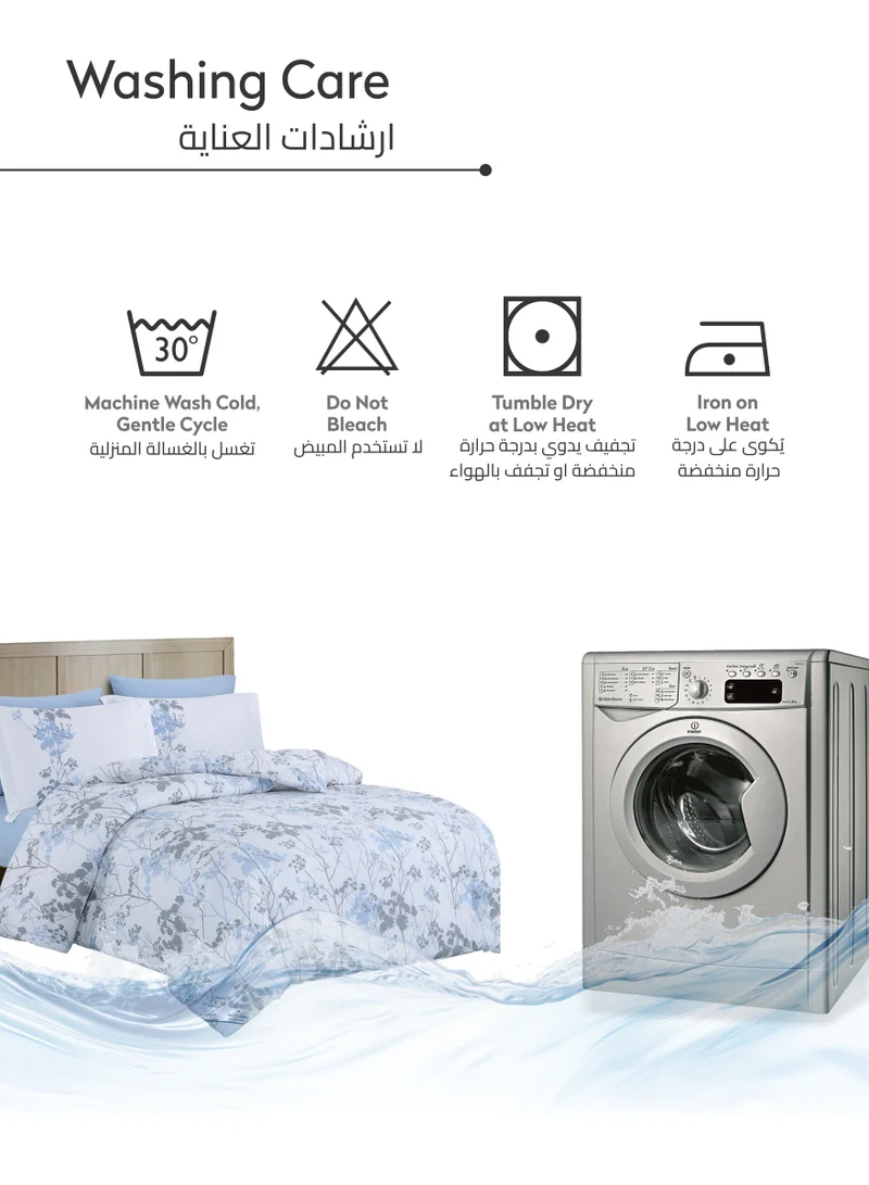 Donetella Printed Comforter Set 4-Pcs Single Size All Season Single Bed Fits(120 X 200 Cm)Bedding Set With Removable Filler And Down Alternative Filling,