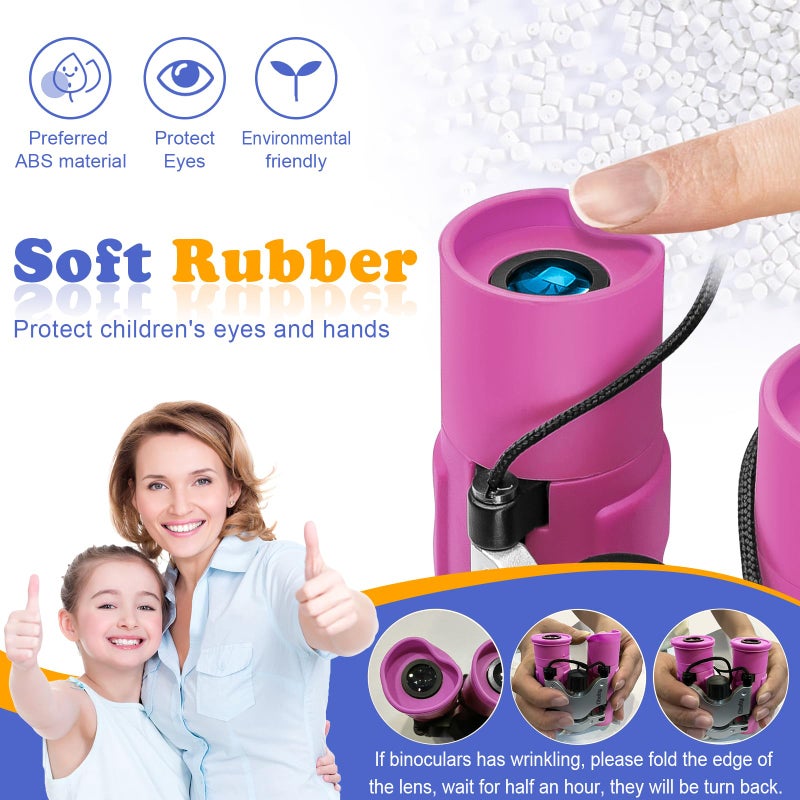 OBUBY Real Binoculars for Kids Gifts for 3-12 Years Boys Girls 8x21 High-Resolution Optics Mini Compact Binocular Toys Shockproof Folding Small Telescope for Bird Watching,Travel, Camping, Purple - Image 5