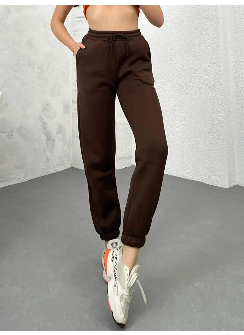 Swana Winter Thick Three Thread 90% Cotton Raised Sweatpants with Elastic Legs
