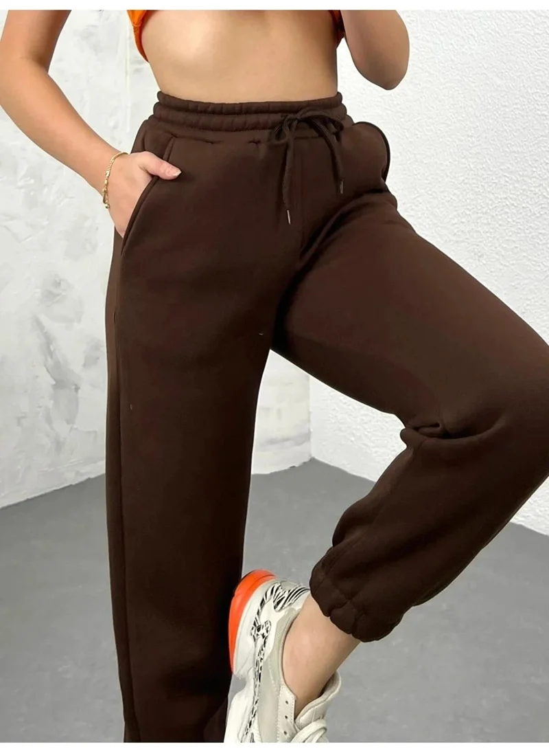 Swana Winter Thick Three Thread 90% Cotton Raised Sweatpants with Elastic Legs