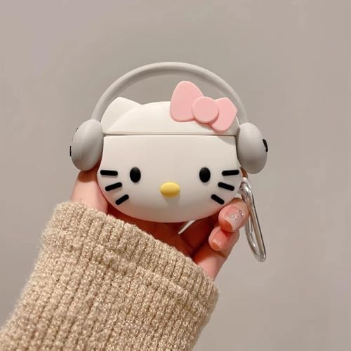 iTronix Cute 3D Case for Airpods Pro 3 (2025) Shockproof Soft Silicone Skin Case (White Cat) - Image 1