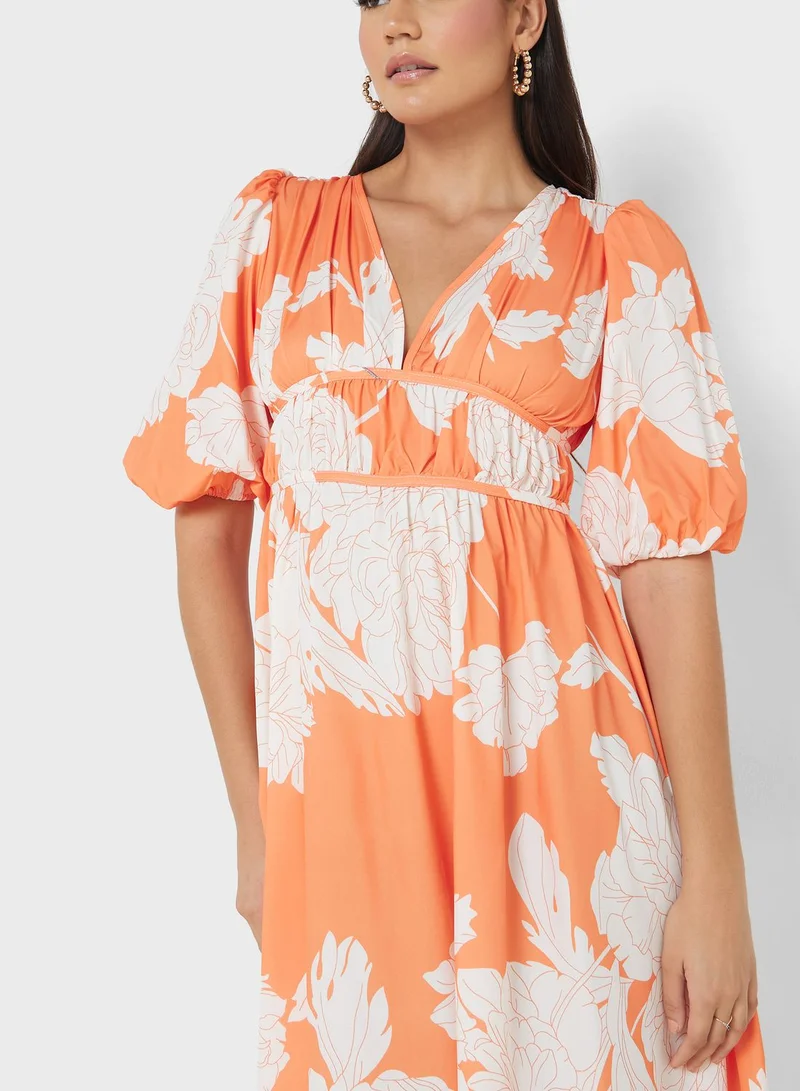 ELLA Floral Print Midi Dress