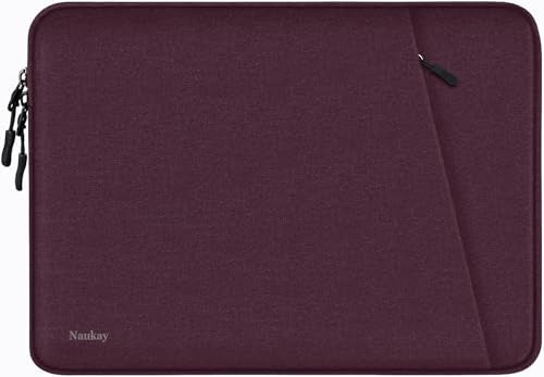 Naukay 15.6 inch Laptop Sleeve, Shockproof Protective Computer Sleeve Cover with Accessories Pocket, Water Resistant Traveling Carrying Laptop Bag Compatible for MacBook Dell HP Acer Lenovo, Magenta - Image 1