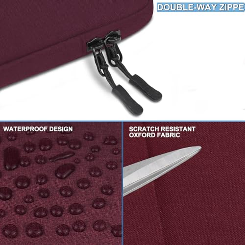 Naukay 15.6 inch Laptop Sleeve, Shockproof Protective Computer Sleeve Cover with Accessories Pocket, Water Resistant Traveling Carrying Laptop Bag Compatible for MacBook Dell HP Acer Lenovo, Magenta - Image 5