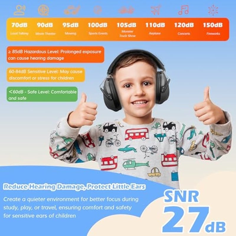 Noise Cancelling Headphones for Kids Toddler, SNR 27dB Noise Reduction Ear Muffs, Kids Ear Protection for Fireworks Autism, Sensory Headphones for Autistic Kids - Image 4
