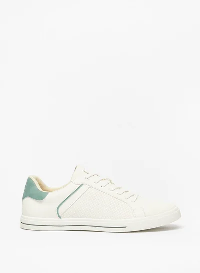 Lee Cooper Men's Solid Sneakers with Lace-Up Closure and Panel Detail