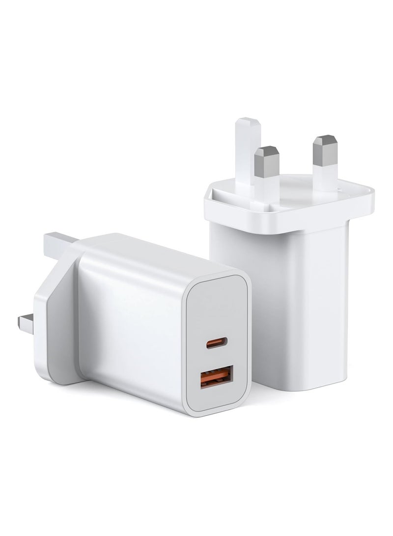 Raxoom 25W Power HD USB C Plug Fast Charger Plug Dual Port USB Type C Wall Charger Plug Compatible with iPhone, iPad, AirPods  - Image 1