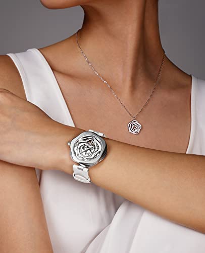 CIGA Design Watches for Women Denmark Rose Series Fashion Automatic Mechanical Skeleton Wrist Watch with Bonus Necklace Gifts (Leather Strap, Mechanical Movement) - Image 5
