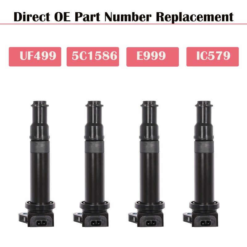 LCWRGS Set of 4 Ignition Coil Packs and Spark Plugs Fits for 2006 2007 2008 2009 2010 2011 Kia Rio Rio5 Rondo Hyundai Accent 1.6 L4 Replaces# UF499 C1543 - Image 3