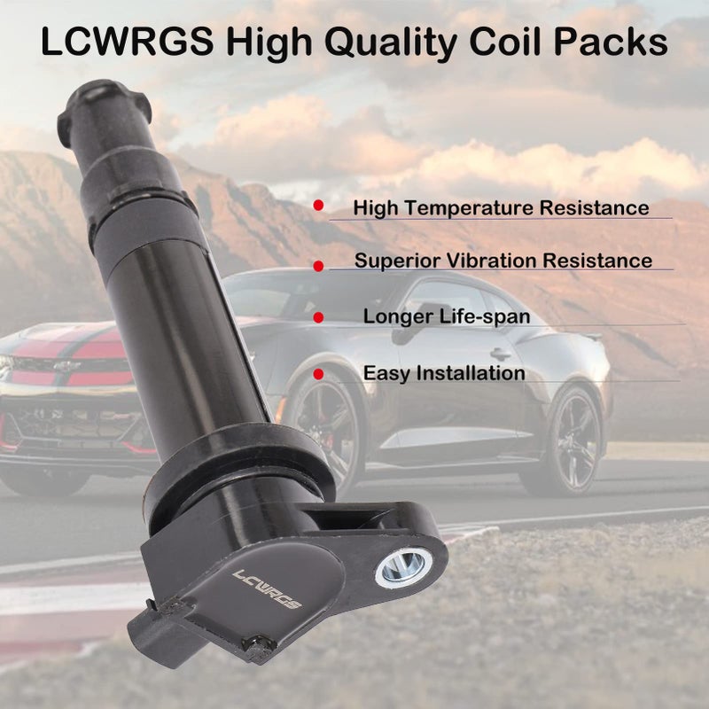 LCWRGS Set of 4 Ignition Coil Packs and Spark Plugs Fits for 2006 2007 2008 2009 2010 2011 Kia Rio Rio5 Rondo Hyundai Accent 1.6 L4 Replaces# UF499 C1543 - Image 2