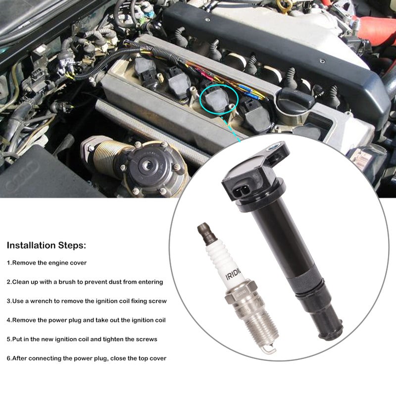 LCWRGS Set of 4 Ignition Coil Packs and Spark Plugs Fits for 2006 2007 2008 2009 2010 2011 Kia Rio Rio5 Rondo Hyundai Accent 1.6 L4 Replaces# UF499 C1543 - Image 5
