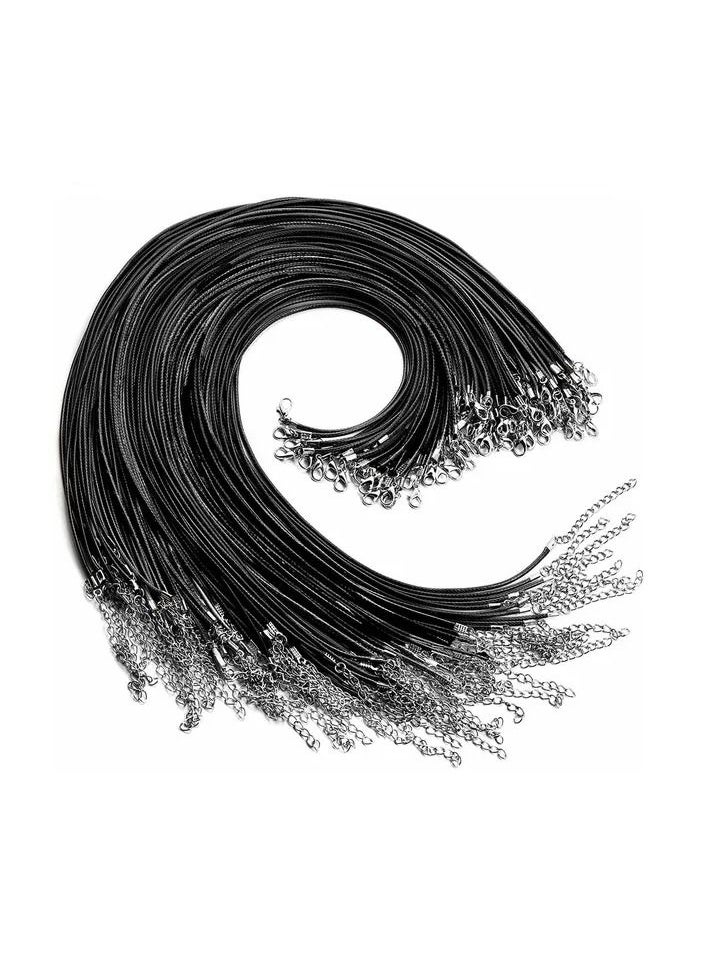 Generic - 40-Pieces Black Braided Leather Cord Necklace Chain Rope,Leather Necklace Chain Rope with Lobster Claw Clasp,Diameter 2.0MM - Image 1