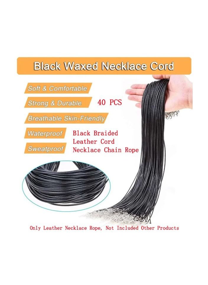 Generic - 40-Pieces Black Braided Leather Cord Necklace Chain Rope,Leather Necklace Chain Rope with Lobster Claw Clasp,Diameter 2.0MM - Image 1