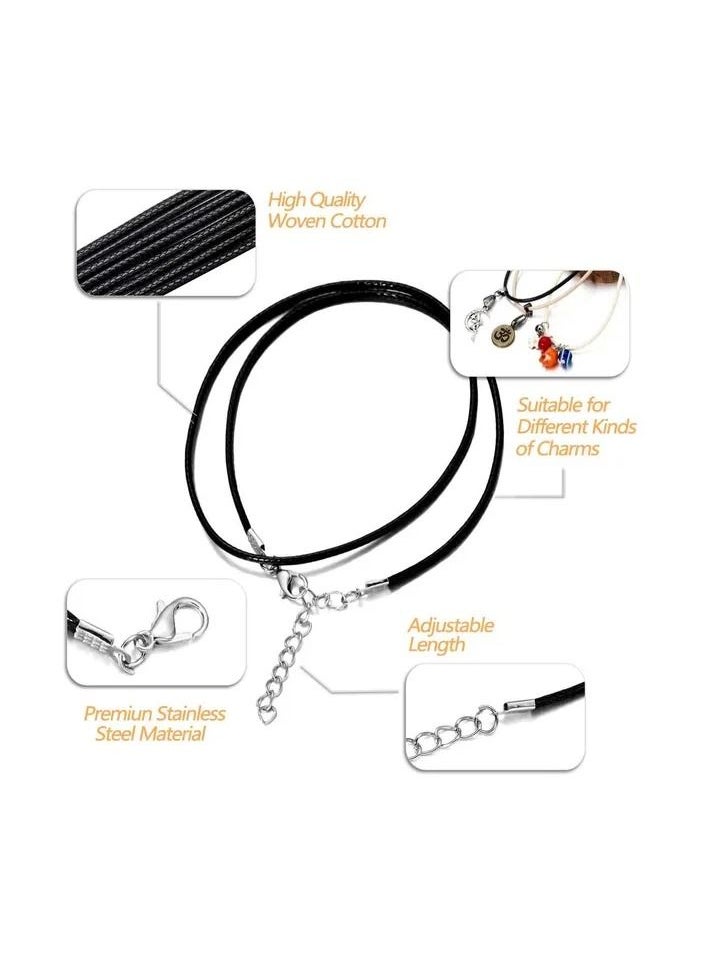 Generic - 40-Pieces Black Braided Leather Cord Necklace Chain Rope,Leather Necklace Chain Rope with Lobster Claw Clasp,Diameter 2.0MM - Image 1