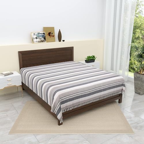 Värde Kerala Double Bedsheet Without Pillow Cover | 210 TC Handloom Cotton Bedsheets for Double Bed |100X108 Inches, 8.3X9 Feet | King Size (Grey Olive) - Image 1