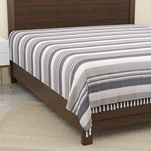 Värde Kerala Double Bedsheet Without Pillow Cover | 210 TC Handloom Cotton Bedsheets for Double Bed |100X108 Inches, 8.3X9 Feet | King Size (Grey Olive) - Image 3
