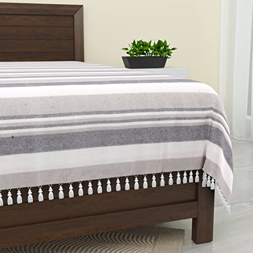 Värde Kerala Double Bedsheet Without Pillow Cover | 210 TC Handloom Cotton Bedsheets for Double Bed |100X108 Inches, 8.3X9 Feet | King Size (Grey Olive) - Image 4