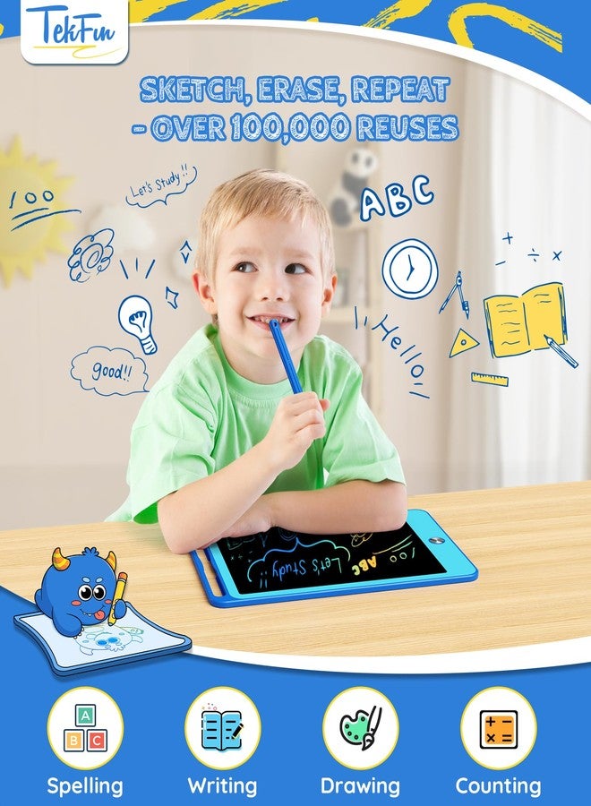 TEKFUN LCD Writing Tablet for Kids, Doodle Board Drawing Board Reusable Drawing Tablet with Lanyard, Educational Kids Toddler Toys Birthday Gift for Boys Girls 3-12 Years Old (6”W x 8.8“H Blue) - Image 2
