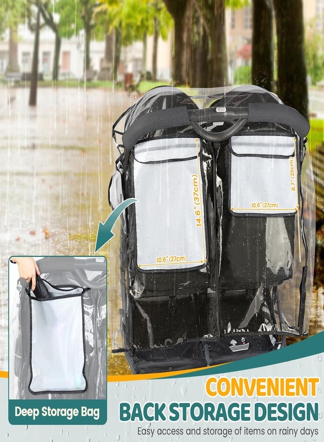 IvyWind Double Stroller Rain Cover, Universal Stroller Cover for Side by Side Baby Stroller, Breathable Weather Shield for All-Weather Protection from Rain/Snow/Dust - Image 4