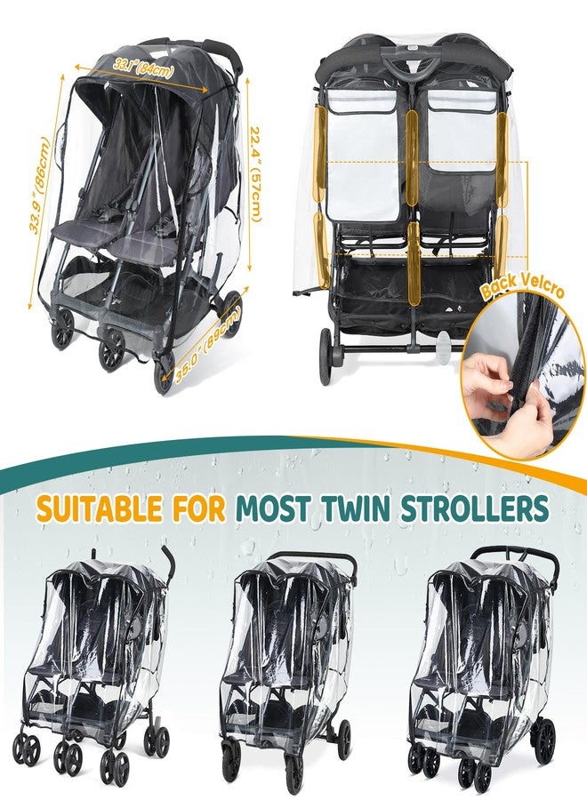 IvyWind Double Stroller Rain Cover, Universal Stroller Cover for Side by Side Baby Stroller, Breathable Weather Shield for All-Weather Protection from Rain/Snow/Dust - Image 5