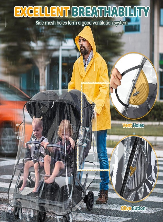 IvyWind Double Stroller Rain Cover, Universal Stroller Cover for Side by Side Baby Stroller, Breathable Weather Shield for All-Weather Protection from Rain/Snow/Dust - Image 3