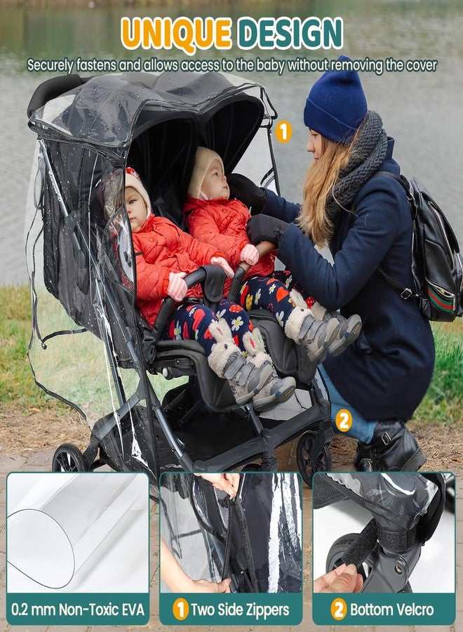 IvyWind Double Stroller Rain Cover, Universal Stroller Cover for Side by Side Baby Stroller, Breathable Weather Shield for All-Weather Protection from Rain/Snow/Dust - Image 2