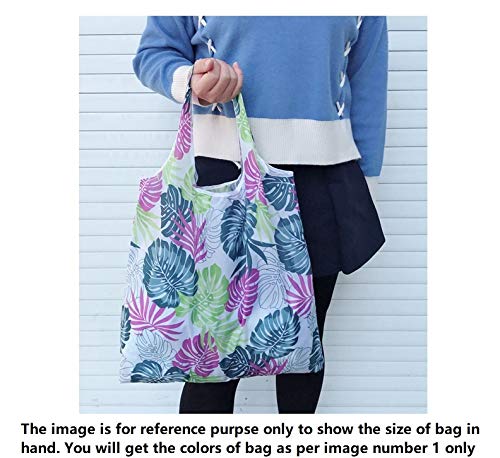 Elios Womens Designer Pattern Reusable And Foldable Shopping Bag/Tote Hand Bag/Travel Bag/Grocery Bag|Heavy Duty,Eco Friendly|Compact,Lightweight And Convenient (Pack Of 2(B)) - Image 4