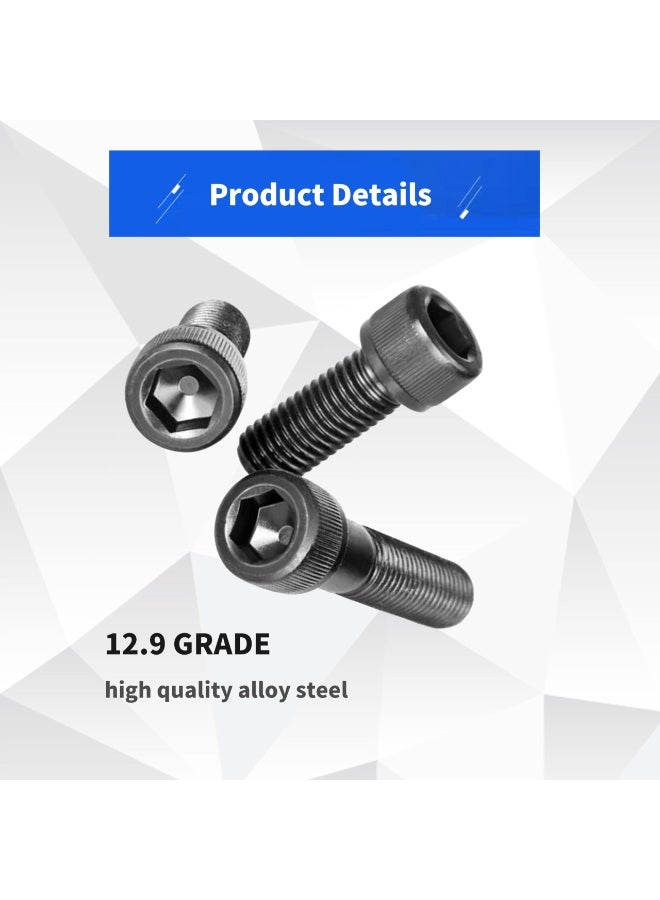 1225 Pcs M2 M3 M4 M5 Hex Button Socket Head Cap Screws, Bolts, Nuts & Flat Washers Assortment Kit - Premium Alloy Steel, Black Zinc Plated, Rust-Resistant Fasteners Set with Convenient Storage Box - Image 4