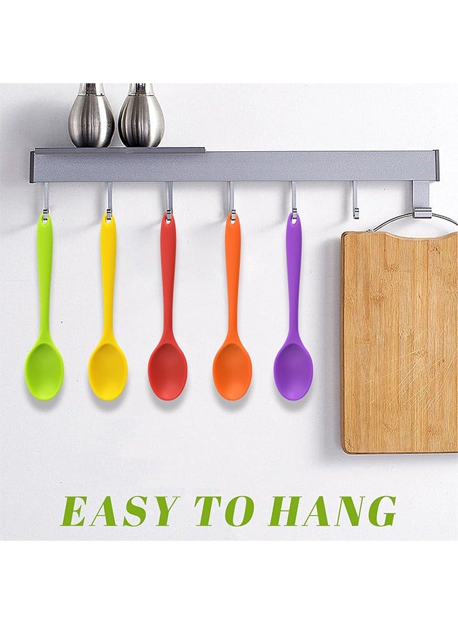 5PCS Small Silicone Spoons, 8Inch Heat Resistant Spoons Nonstick Kitchen Spoons Silicone Tea Spoon for Kitchen Cooking Baking Stirring - Image 4
