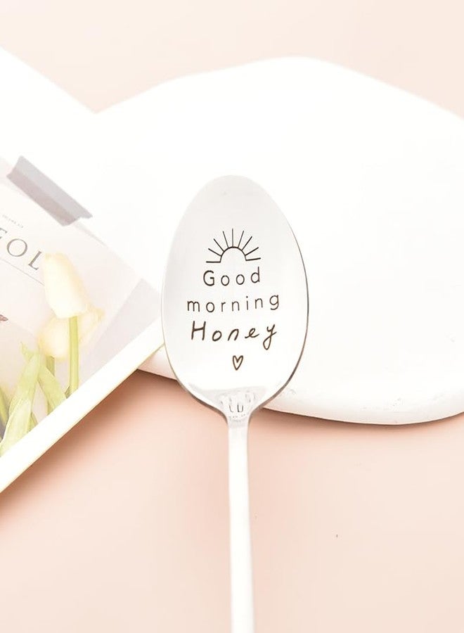 YangQian Good Morning Honey Spoon Gifts for Women Men Graduation Birthday Gifts for Boyfriend Girlfriend Best Friends Gifts for Friends Female Male Engraved Anniversary Christmas Gifts for Couples Husband Wife - Image 4