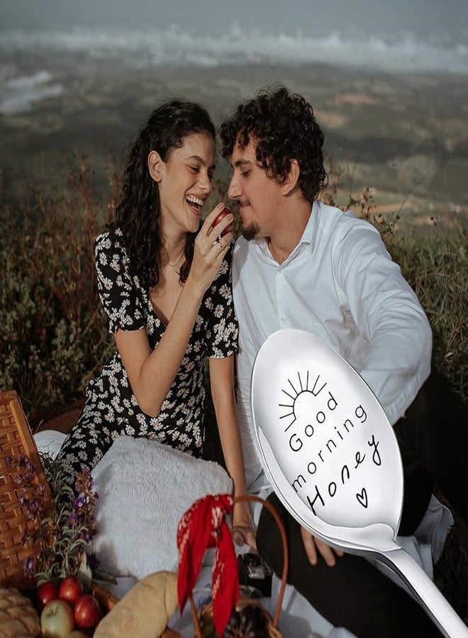 YangQian Good Morning Honey Spoon Gifts for Women Men Graduation Birthday Gifts for Boyfriend Girlfriend Best Friends Gifts for Friends Female Male Engraved Anniversary Christmas Gifts for Couples Husband Wife - Image 3