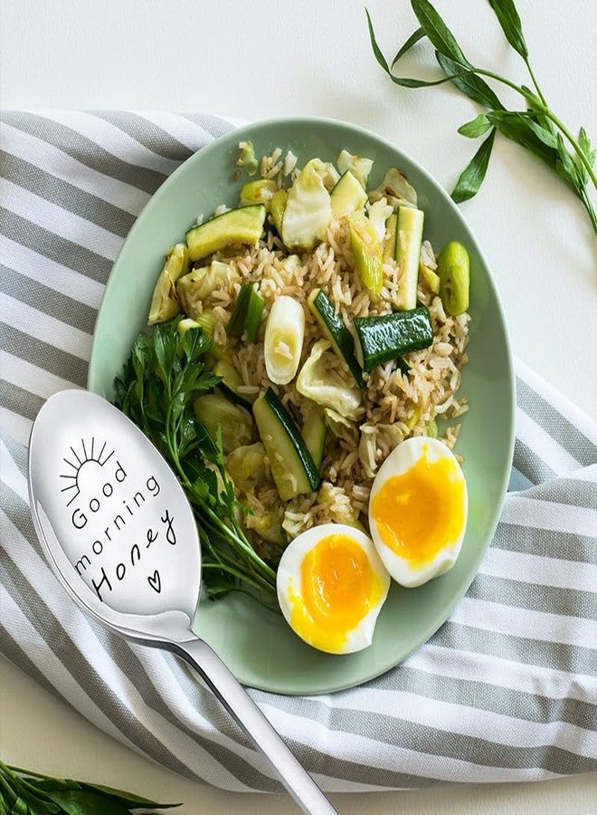 YangQian Good Morning Honey Spoon Gifts for Women Men Graduation Birthday Gifts for Boyfriend Girlfriend Best Friends Gifts for Friends Female Male Engraved Anniversary Christmas Gifts for Couples Husband Wife - Image 2