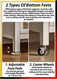 DBLEW 3 Tier Kitchen Storage Rack Floor Standing Baker's Rack Shelves Elegant Flip Up Acrylic Doors for Kitchen Dining Living Bed Room Organizer Shelf Pantry Cabinet  - Image 5