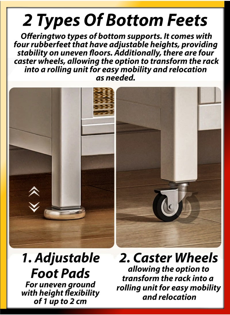 DBLEW 3 Tier Kitchen Storage Rack Floor Standing Baker's Rack Shelves Elegant Flip Up Acrylic Doors for Kitchen Dining Living Bed Room Organizer Shelf Pantry Cabinet  - Image 5