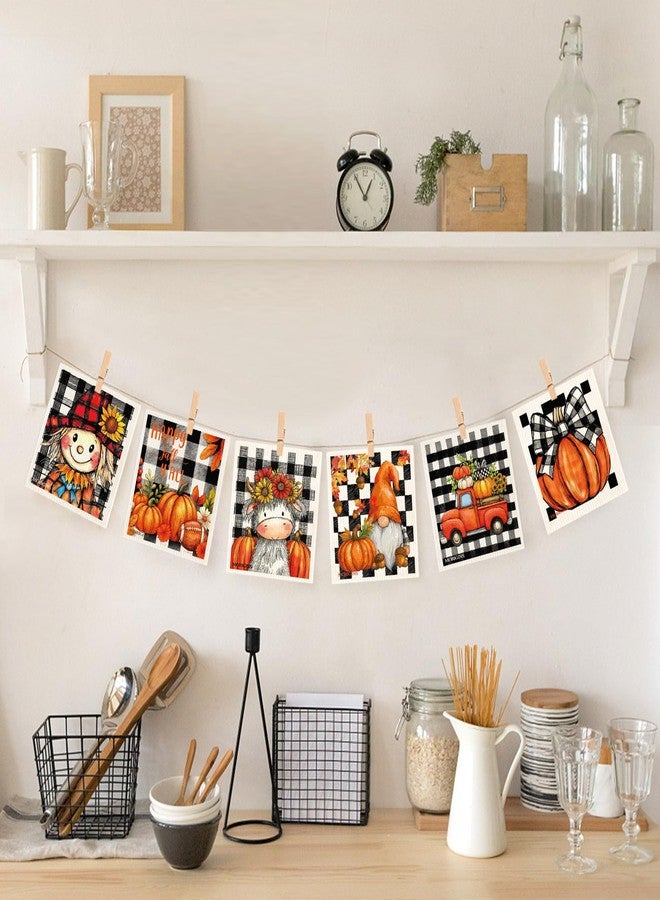 Morigins Autumn Fall Gnome Swedish Cloths for Kitchen, 6 Pack Pumpkin Reusable Paper Towels Washable，Swedish Dish Towels，Non-Scratch Cellulose Sponge Cloths，Biodegradable Cleaning Cloths 7 X 8 inch - Image 4