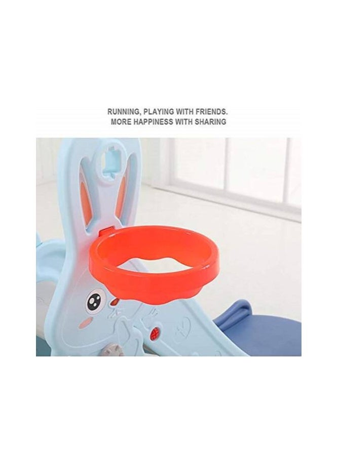 Rabbit Slide With Swing And Basketball Hoop 3*1.Light Blue