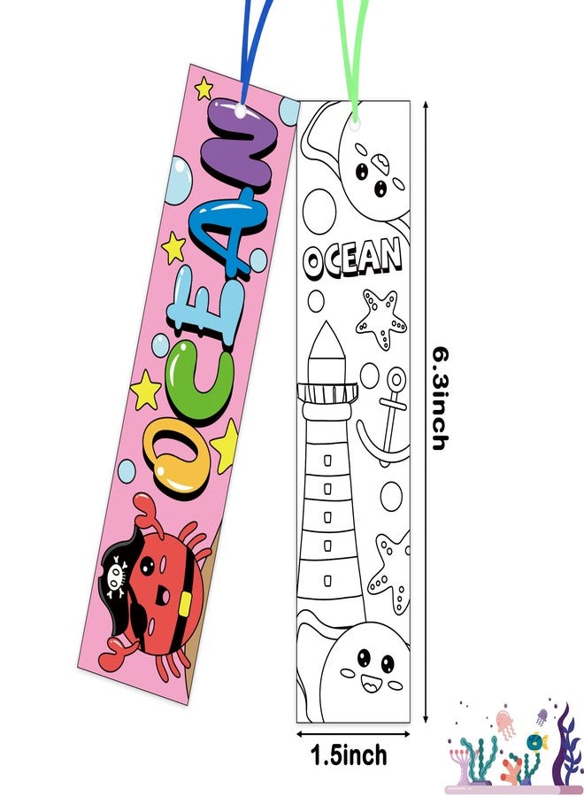 Haooryx Sea Animal Color Your Own Bookmarks - 75 Pcs Kids Coloring Blank Bookmarks Creative DIY Book Marker Paper Art Craft Supplies Teachers Students Rewards Reading Enthusiasts Summer Birthday Gifts - Image 3
