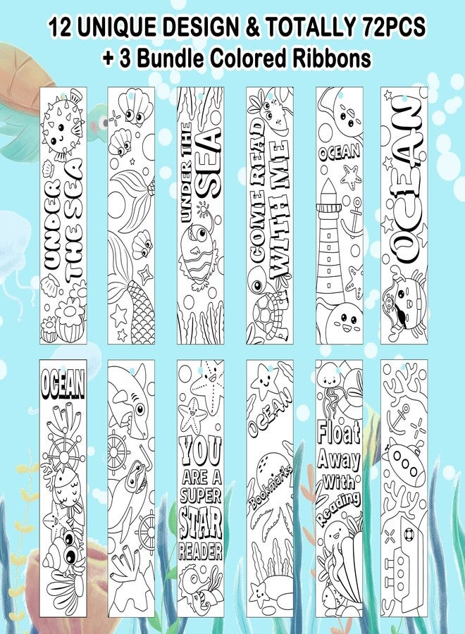 Haooryx Sea Animal Color Your Own Bookmarks - 75 Pcs Kids Coloring Blank Bookmarks Creative DIY Book Marker Paper Art Craft Supplies Teachers Students Rewards Reading Enthusiasts Summer Birthday Gifts - Image 2