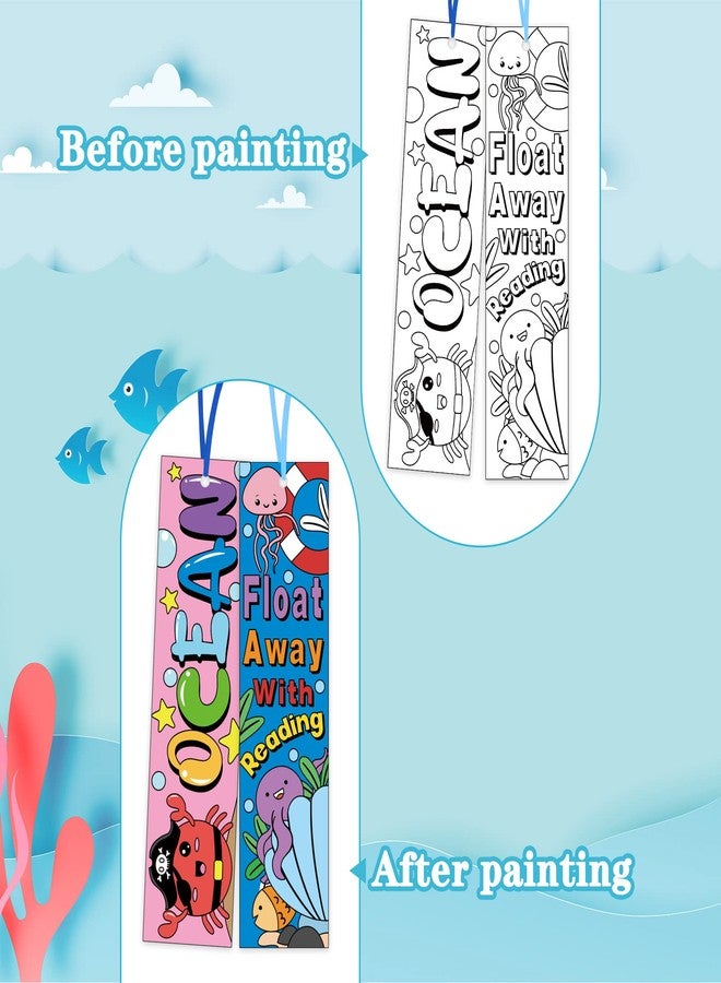 Haooryx Sea Animal Color Your Own Bookmarks - 75 Pcs Kids Coloring Blank Bookmarks Creative DIY Book Marker Paper Art Craft Supplies Teachers Students Rewards Reading Enthusiasts Summer Birthday Gifts - Image 4