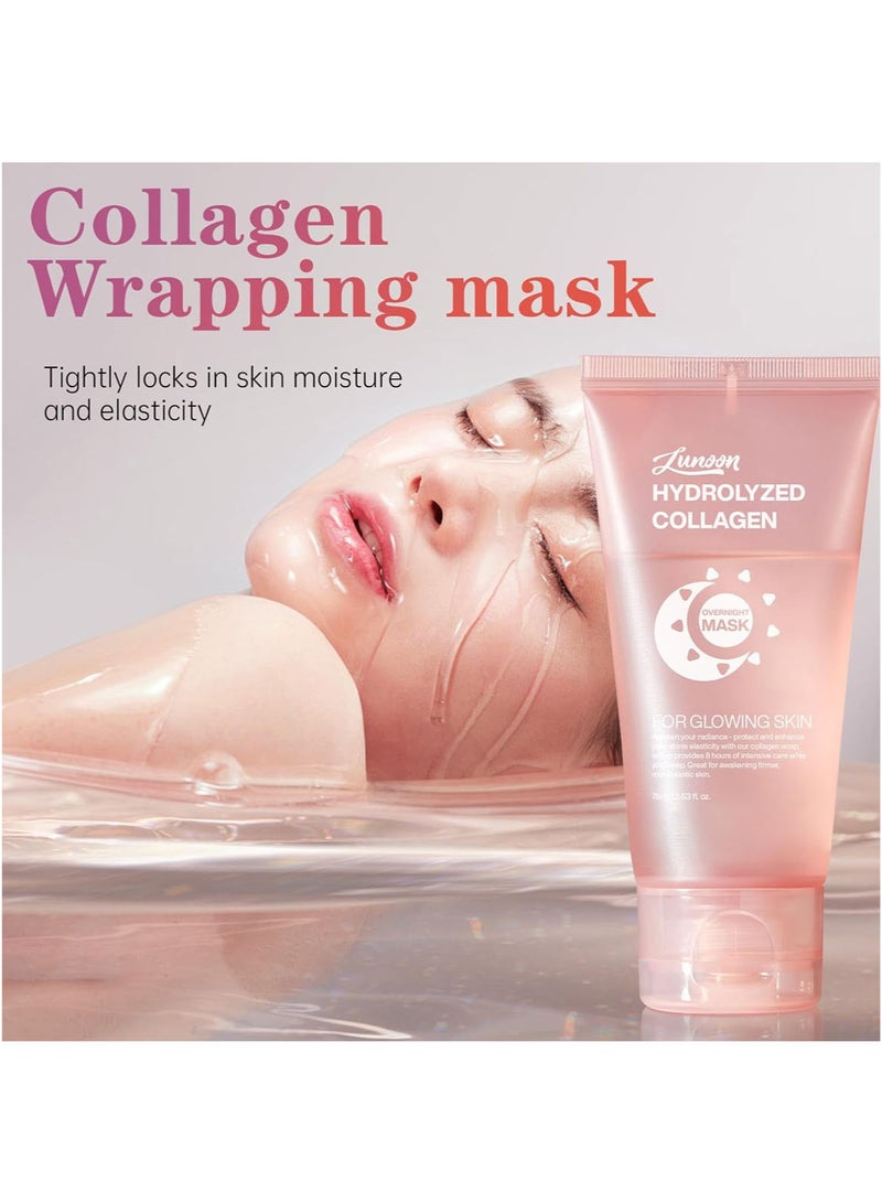 LUNOON 2PCS Collagen Face Mask, Night Wrapping Peel Off Facial Mask,Elasticity & Hydration Care, Reduce Sagging and Dullness,Improve Firming Gloss and Hydrating Skin For All Skin Types - Image 3