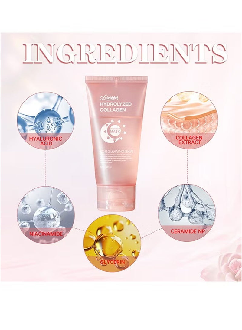 LUNOON 2PCS Collagen Face Mask, Night Wrapping Peel Off Facial Mask,Elasticity & Hydration Care, Reduce Sagging and Dullness,Improve Firming Gloss and Hydrating Skin For All Skin Types - Image 2