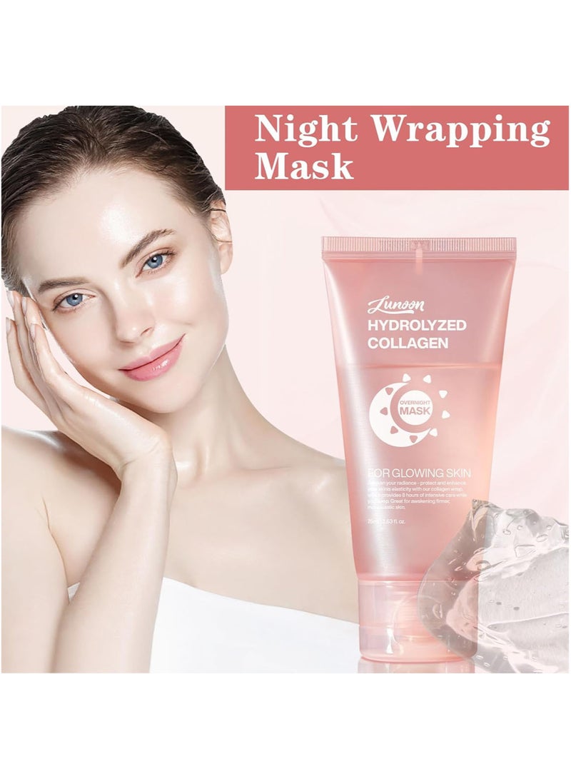 LUNOON 2PCS Collagen Face Mask, Night Wrapping Peel Off Facial Mask,Elasticity & Hydration Care, Reduce Sagging and Dullness,Improve Firming Gloss and Hydrating Skin For All Skin Types - Image 5