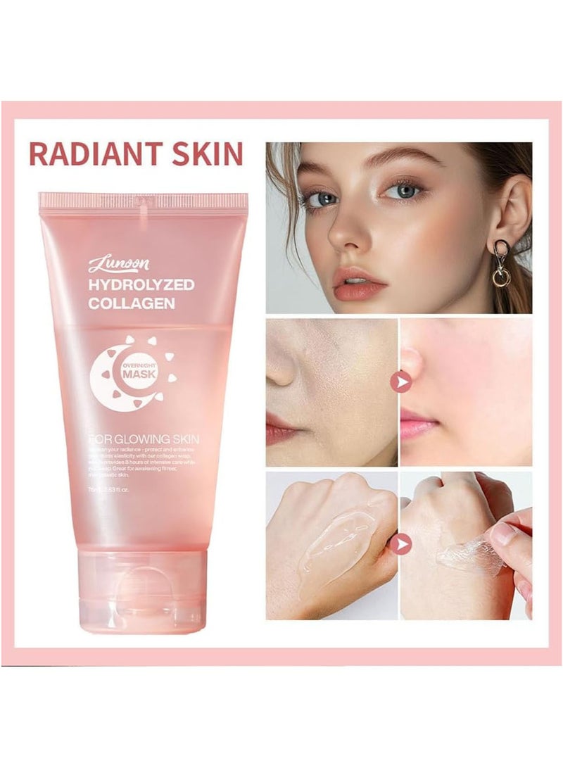 LUNOON 2PCS Collagen Face Mask, Night Wrapping Peel Off Facial Mask,Elasticity & Hydration Care, Reduce Sagging and Dullness,Improve Firming Gloss and Hydrating Skin For All Skin Types - Image 4