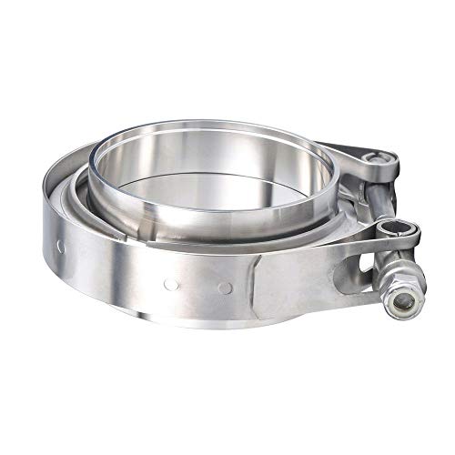 LECWOF V Band Clamp 2.25" Whole Stainless Steel 2 1/4 V Band Clamp Kit 2.25 v band clamp Downpipes Assembly Male Female Flanges (2.25" With Flanges) - Image 3