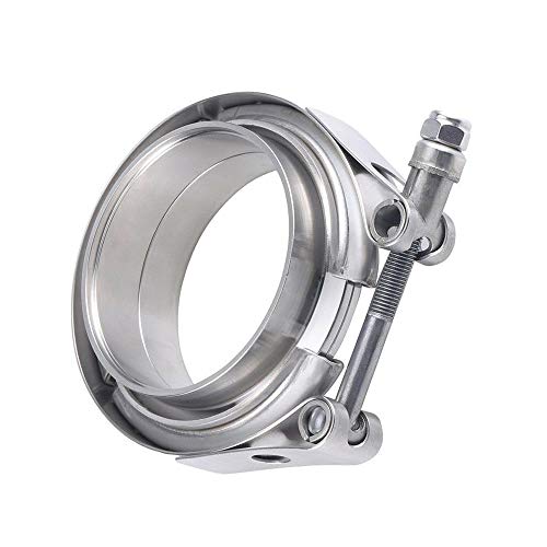 LECWOF V Band Clamp 2.25" Whole Stainless Steel 2 1/4 V Band Clamp Kit 2.25 v band clamp Downpipes Assembly Male Female Flanges (2.25" With Flanges) - Image 4
