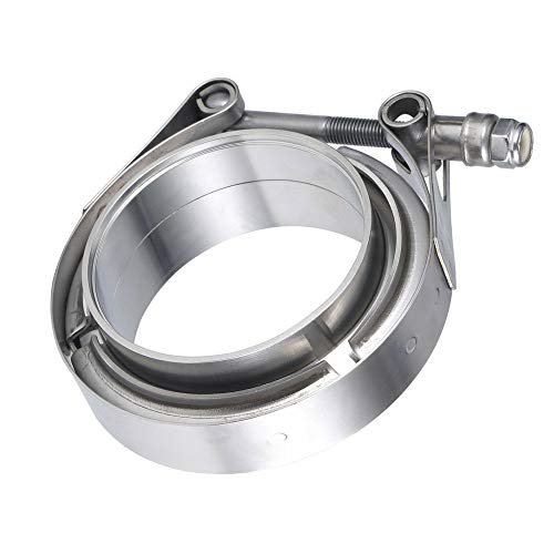 LECWOF V Band Clamp 2.25" Whole Stainless Steel 2 1/4 V Band Clamp Kit 2.25 v band clamp Downpipes Assembly Male Female Flanges (2.25" With Flanges) - Image 2